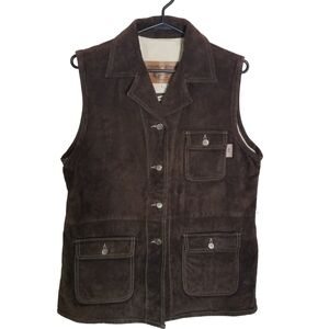 Mens Vintage Brown Point Zero Suede Vest Size large